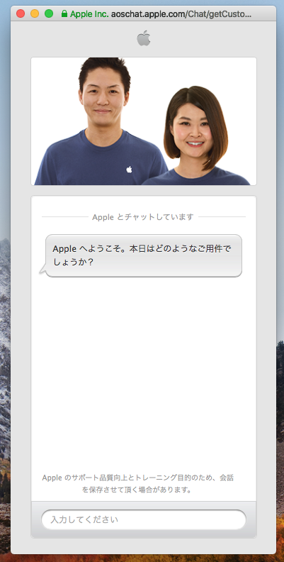 Appleの購入サポートチャット